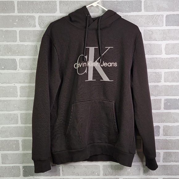 NWT Calvin Klein Jeans Men's Monogram Logo Fleece Hoodie BLACK Medium Hoyeon